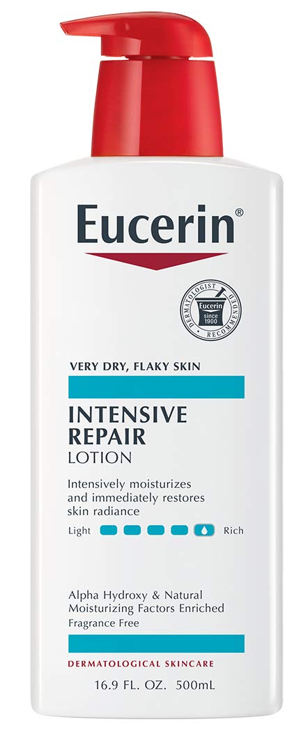 Eucerin Intensive Repair Body Lotion for Very Dry, Flaky Skin, Fragrance Free Body Moisturizer with Alpha Hydroxy, 16.9 Fl Oz Bottle-0