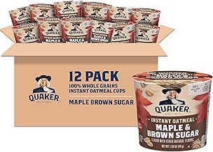 Quaker Instant Oatmeal Express Cups, Maple & Brown Sugar, 1.69 Ounce (Pack of 12)