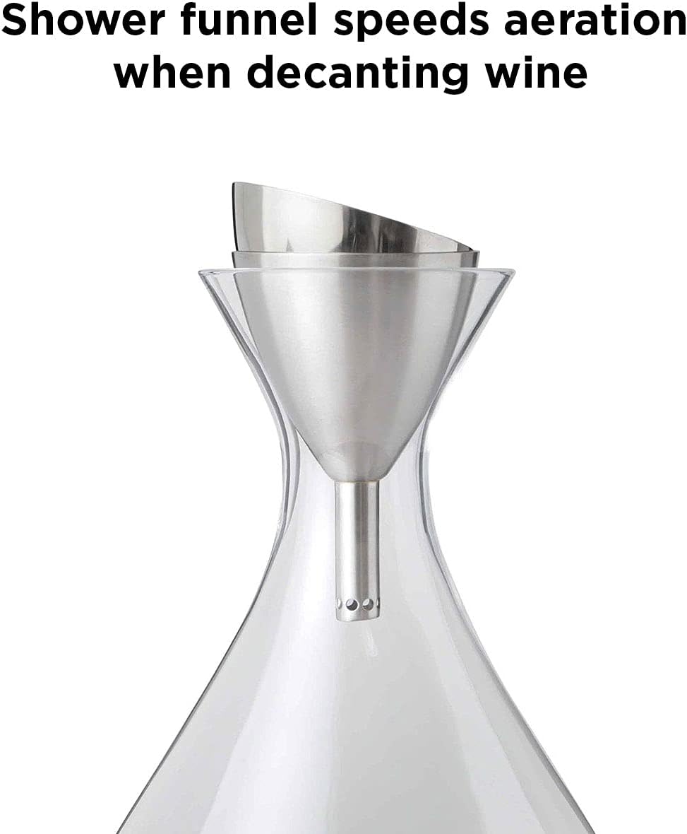 Rabbit Wine Aerator Shower Funnel with Sediment Strainer, Stainless Steel-2