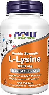 NOW Foods Supplements, (L-Lysine Hydrochloride) 1,000 mg, Double Strength, Amino Acid, 100 Tablets