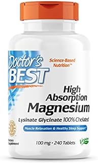 Doctor's Best High Absorption Magnesium Glycinate Lysinate, 100% Chelated, Non-GMO, Vegan, Gluten & Soy Free, 100 mg, 240 Count