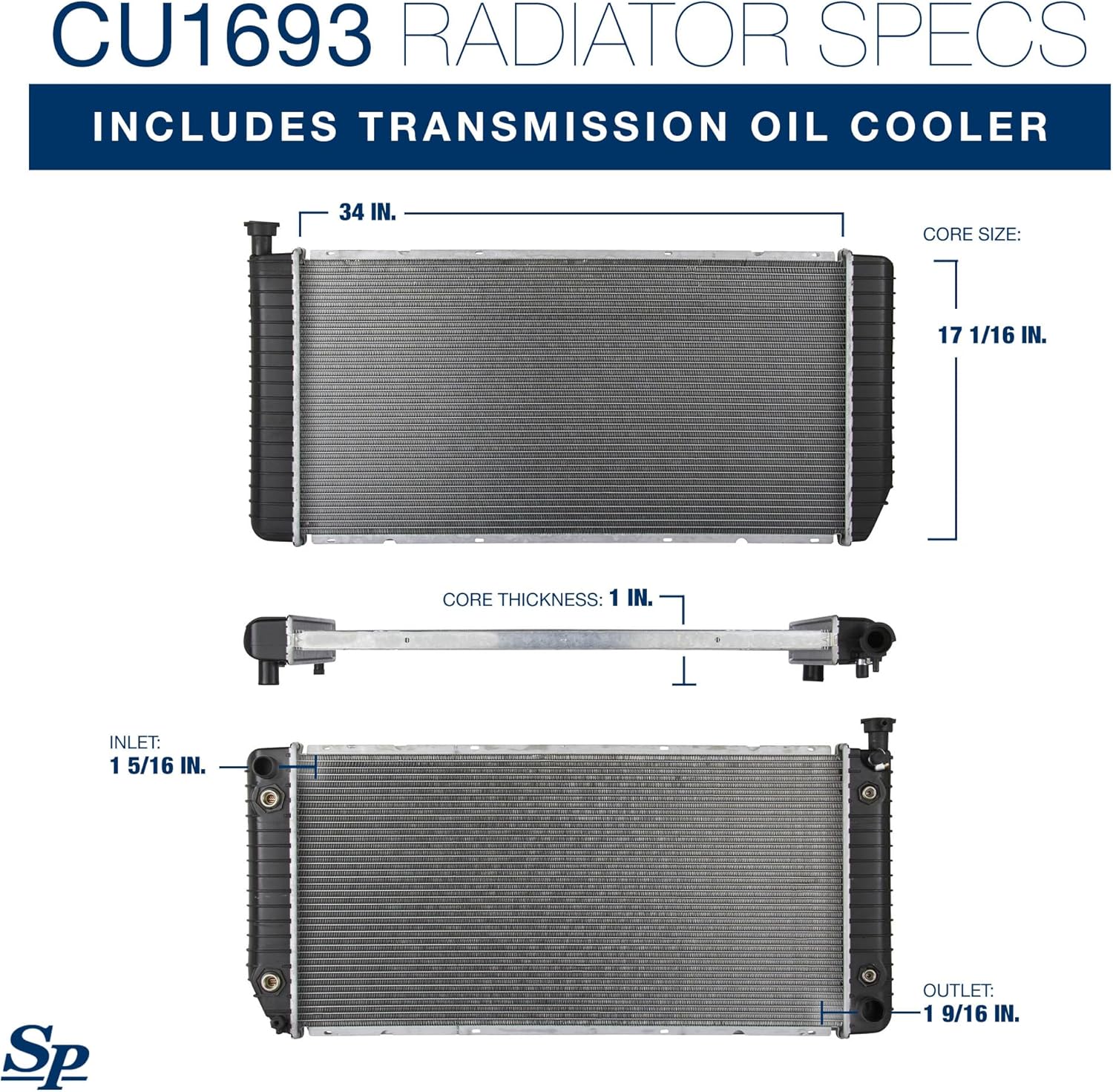 Spectra Premium CU1693 Radiator, with EOC and TOC, Compatible With Chevrolet and GMC-1