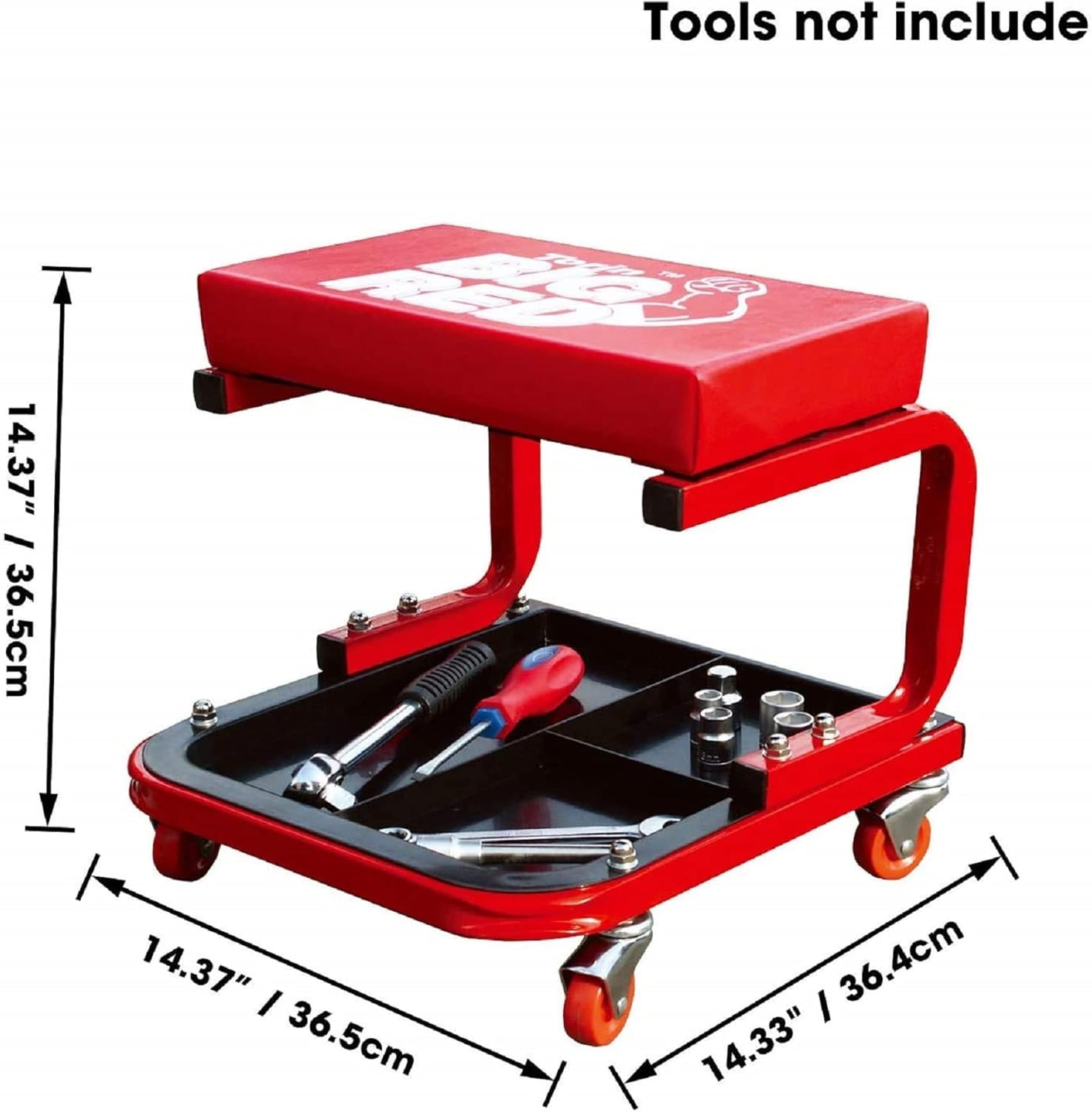 Torin TR6300 Red Rolling Creeper Garage/Shop Seat: Padded Mechanic Stool with Tool Tray Large-2