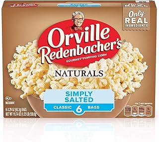 Orville Redenbacher’s Naturals Simply Salted Microwave Popcorn, Gluten Free, 6 Count Popcorn Bags (6 Boxes)