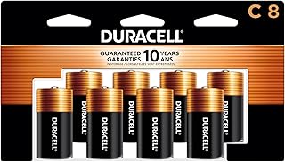 Duracell Coppertop C Batteries, 8 Count Pack, C Battery with Long-lasting Power, All-Purpose Alkaline C Battery for Household and Office Devices