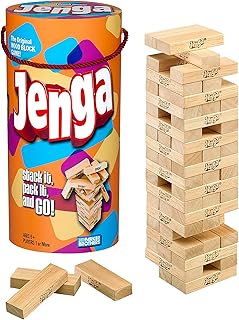 Hasbro Gaming Jenga Wooden Blocks Stacking Tumbling Tower, Kids Game Ages 6 and Up (Amazon Exclusive)