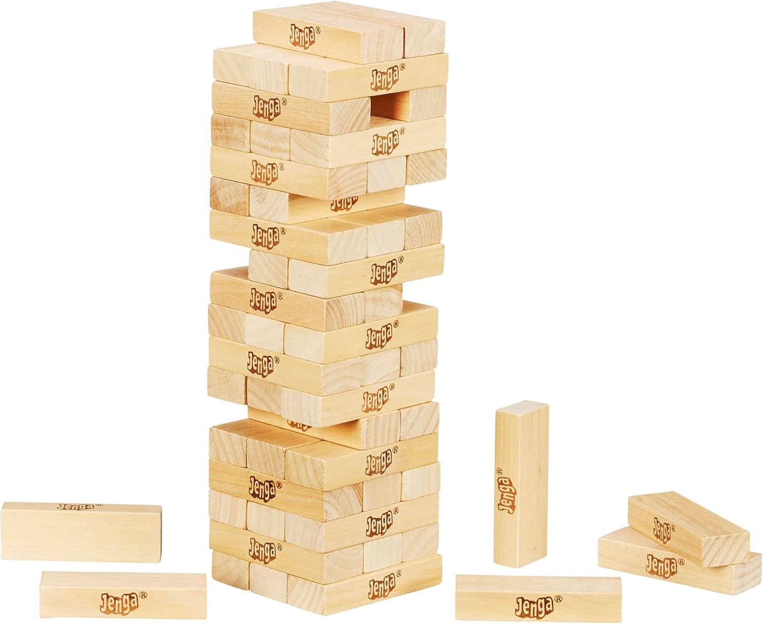 Hasbro Gaming Jenga Wooden Blocks Stacking Tumbling Tower, Kids Game Ages 6 and Up (Amazon Exclusive)-1