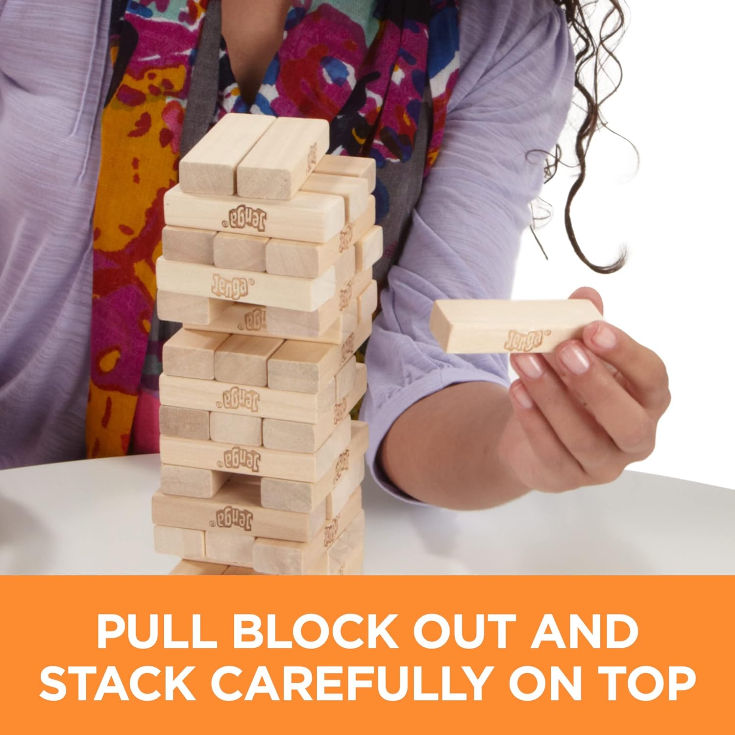 Hasbro Gaming Jenga Wooden Blocks Stacking Tumbling Tower, Kids Game Ages 6 and Up (Amazon Exclusive)-2