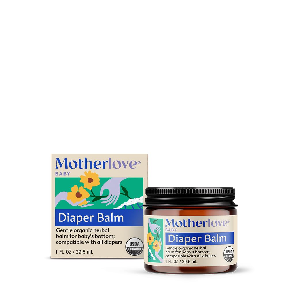 Motherlove Diaper Balm (1 oz) Organic Herbal Diaper Rash Cream—Cloth Diaper Safe, Zinc Oxide- & Petroleum-Free—Ideal Diaper Bag Size-0