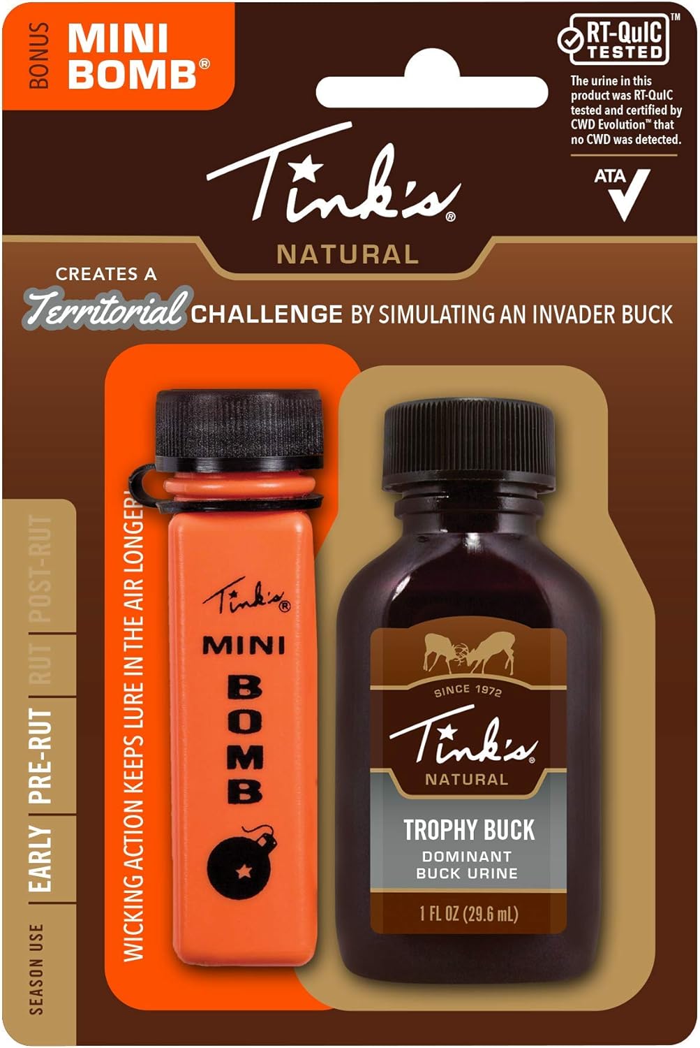 Tink's Trophy 100% Buck Urine | 1 Oz Bottle | All Season Scent Lure, Buck Lure & Deer Attractant, Easy Application, Squirt Top | Deer Hunting Accessories, Brown-0