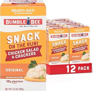 Bumble Bee Snack on the Run Chicken Salad with Crackers Kit, 3.5 oz (Pack of 12) - Ready to Eat, Spoon Included - Shelf Stable & Convenient Protein Snack