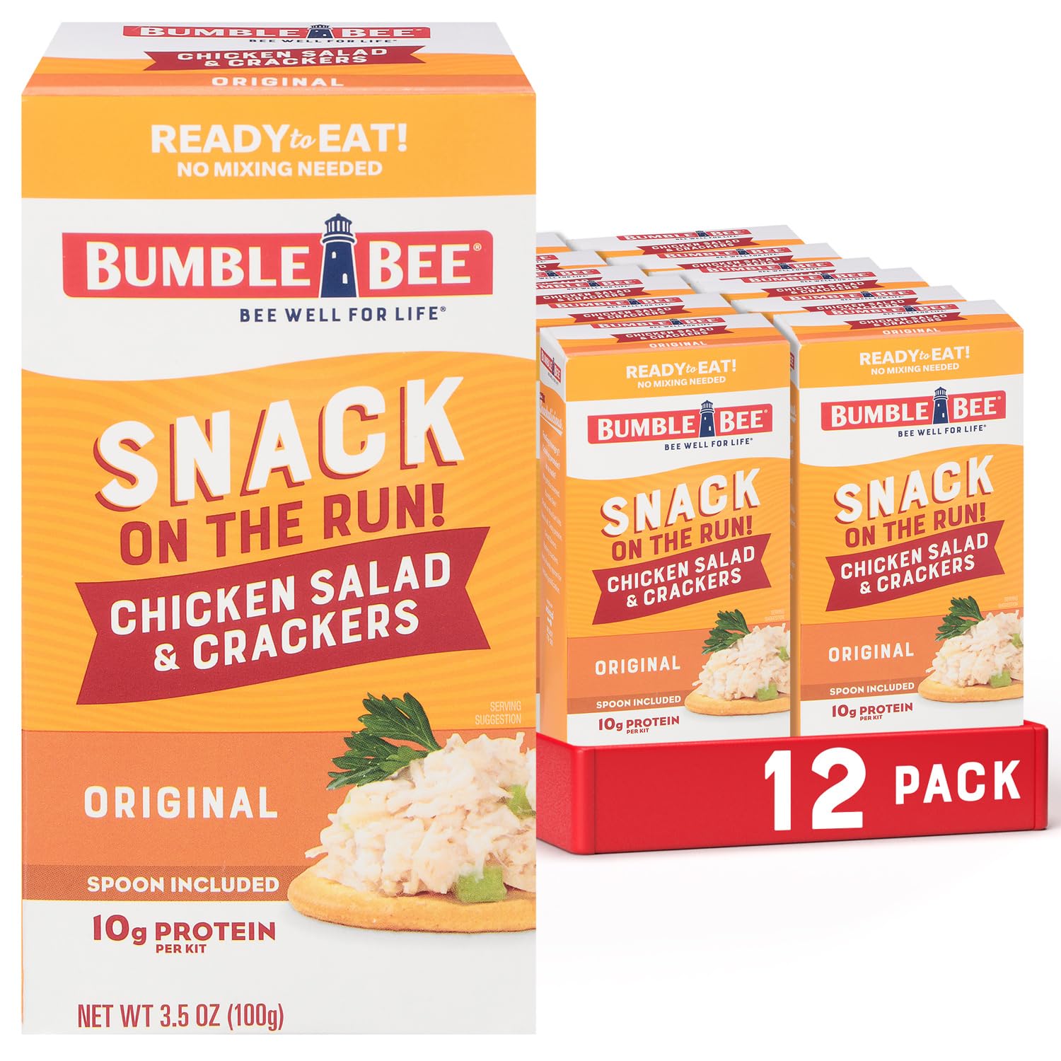 Bumble Bee Snack on the Run Chicken Salad with Crackers Kit, 3.5 oz (Pack of 12) - Ready to Eat, Spoon Included - Shelf Stable & Convenient Protein Snack-0