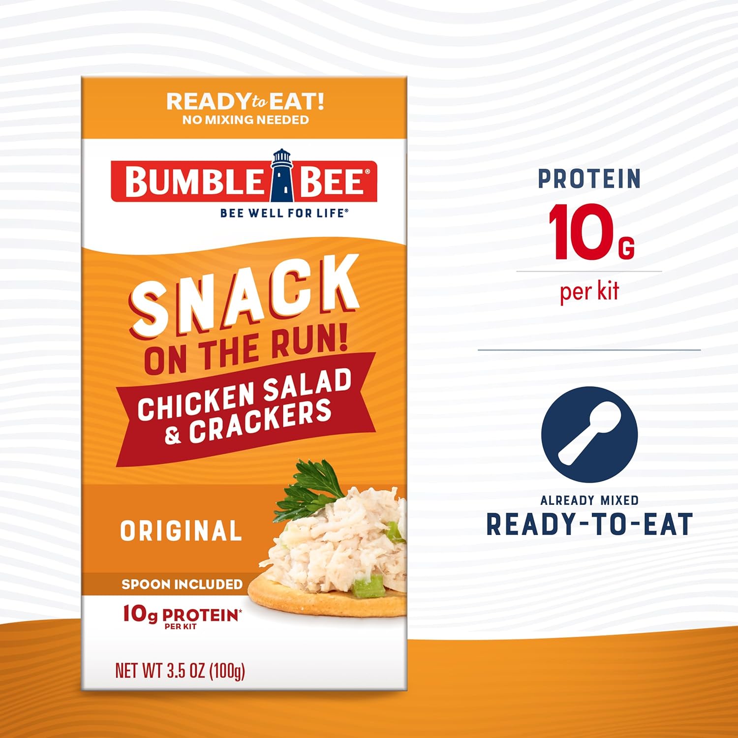 Bumble Bee Snack on the Run Chicken Salad with Crackers Kit, 3.5 oz (Pack of 12) - Ready to Eat, Spoon Included - Shelf Stable & Convenient Protein Snack-1