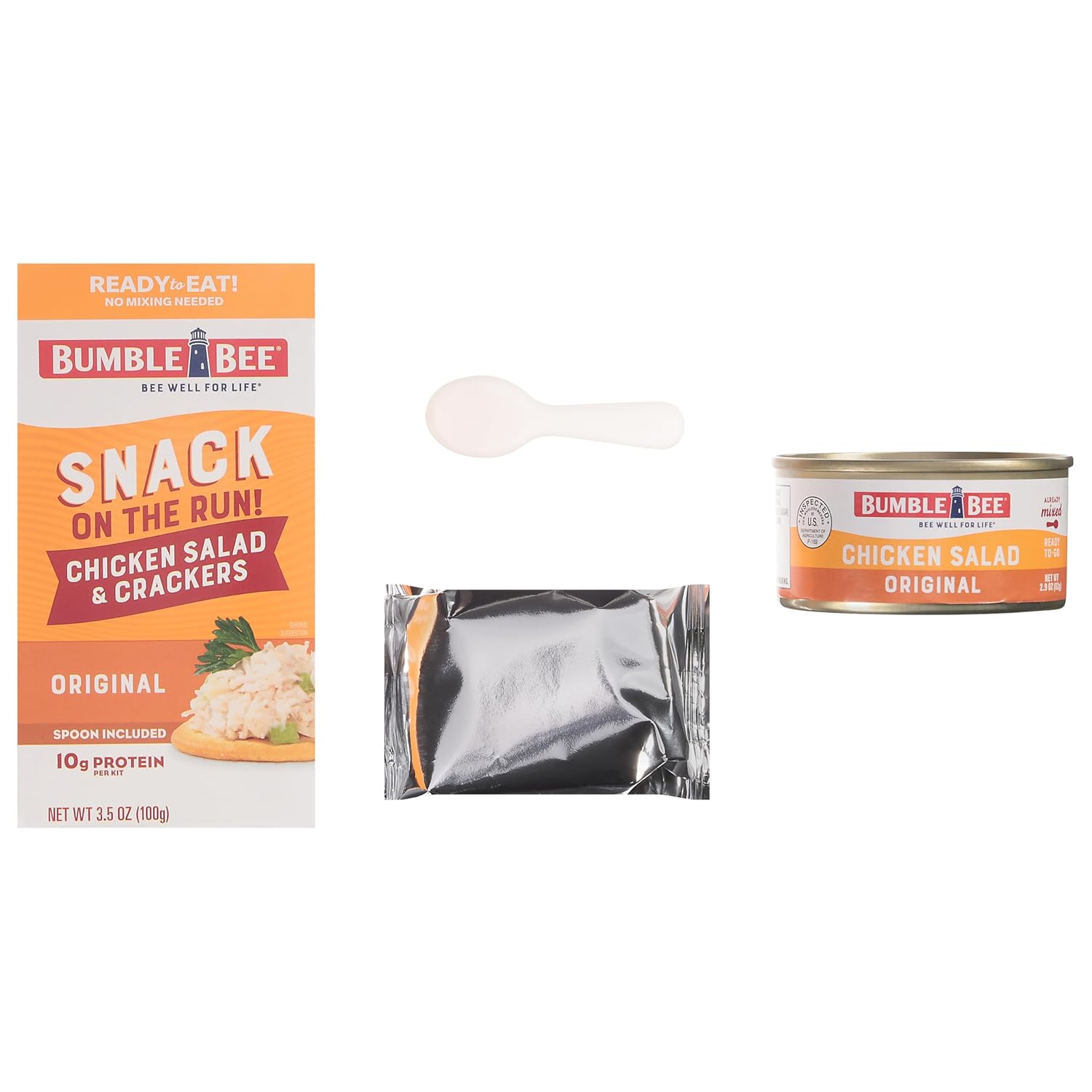 Bumble Bee Snack on the Run Chicken Salad with Crackers Kit, 3.5 oz (Pack of 12) - Ready to Eat, Spoon Included - Shelf Stable & Convenient Protein Snack-4