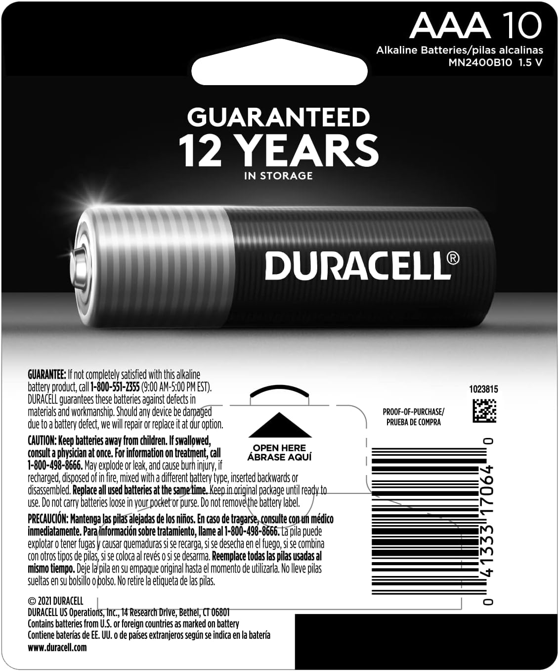 Duracell Coppertop AAA Batteries with Power Boost Ingredients, 10 Count Pack Triple A Battery with Long-lasting Power, Alkaline AAA Battery for Household and Office Devices-1