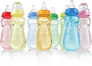 Nuby Non-Drip Standard Neck Bottles, 10 Ounce, Colors May Vary, 3 Count (Pack of 1)