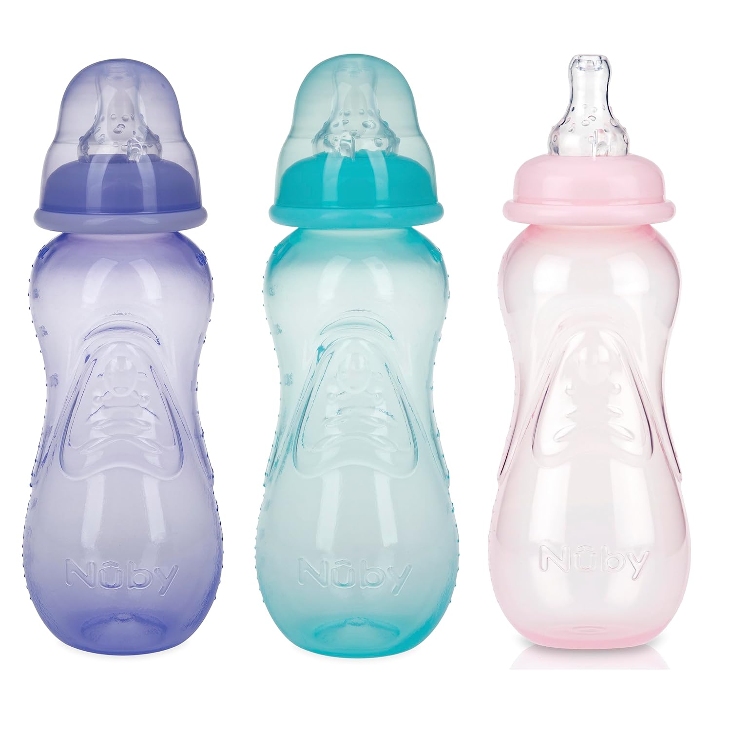 Nuby Non-Drip Standard Neck Bottles, 10 Ounce, Colors May Vary, 3 Count (Pack of 1)-5