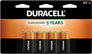 Duracell Coppertop 9V Battery, 4 Count Pack, 9-Volt Battery with Long-lasting Power, All-Purpose Alkaline 9V Battery for Household and Office Devices