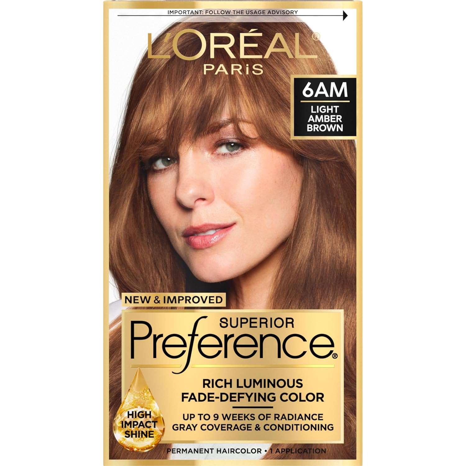 L'Oreal Paris Superior Preference Fade-Defying + Shine Permanent Hair Color, 6AM Light Amber Brown, Pack of 1, Hair Dye-0