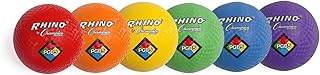 Champion Sports Rhino Playground Ball Set, 8.5"D -Two-Ply, Nylon Wound - Set of 6 Colors