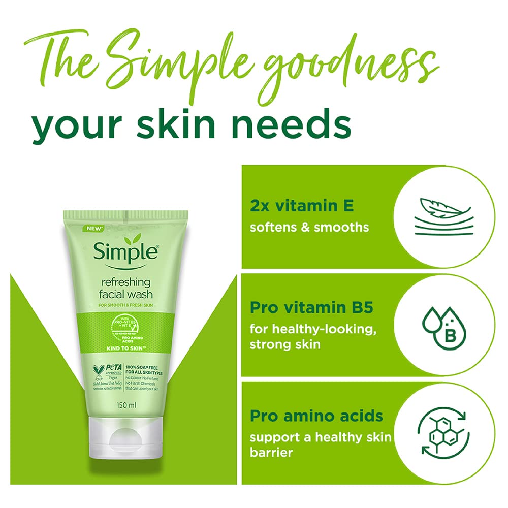 Simple Kind to Skin Refreshing Facial Wash Gel ,150 ml (5 Ounce)-5