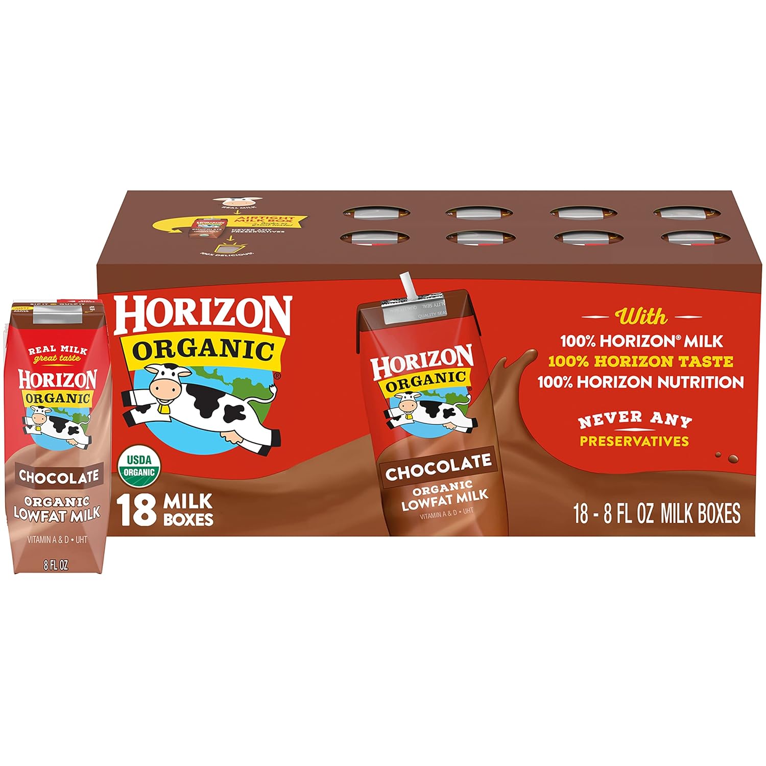 Horizon Organic Shelf-Stable 1% Low Fat Milk Boxes, Chocolate, 8 oz., 18 Pack-0