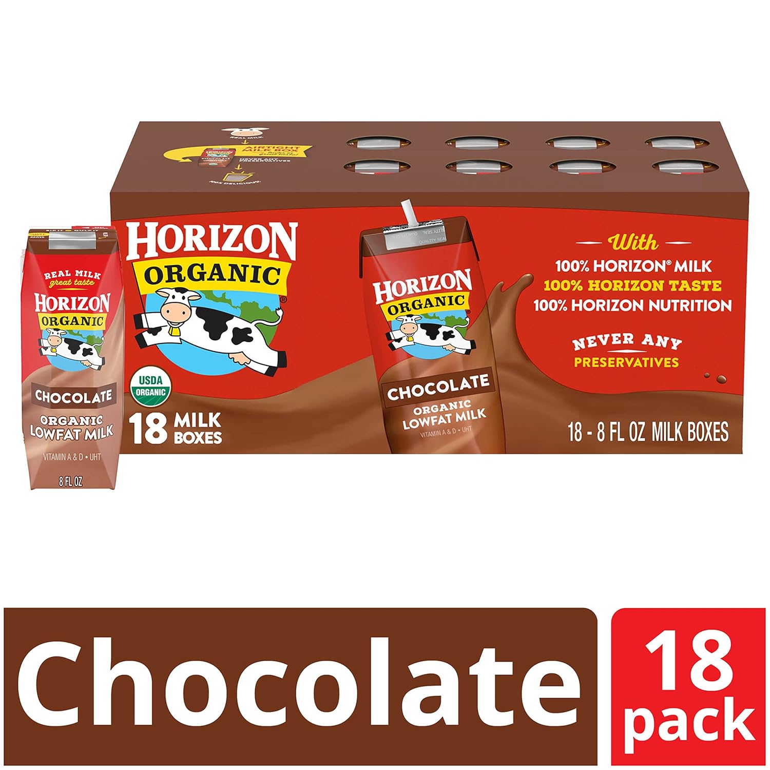 Horizon Organic Shelf-Stable 1% Low Fat Milk Boxes, Chocolate, 8 oz., 18 Pack-2