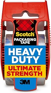 Scotch Heavy Duty Shipping and Moving Packing Tape, Clear, Packing and Moving Supplies, 1.88 in. x 27.7 yd., 1 Tape Roll with Dispenser