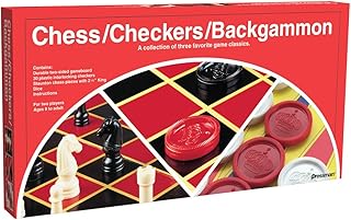 Pressman Chess / Checkers / Backgammon - 3 Games in One with Full Size Staunton Chess Pieces and Interlocking Checkers, 15.62 x 8.00 x 1.50 Inches