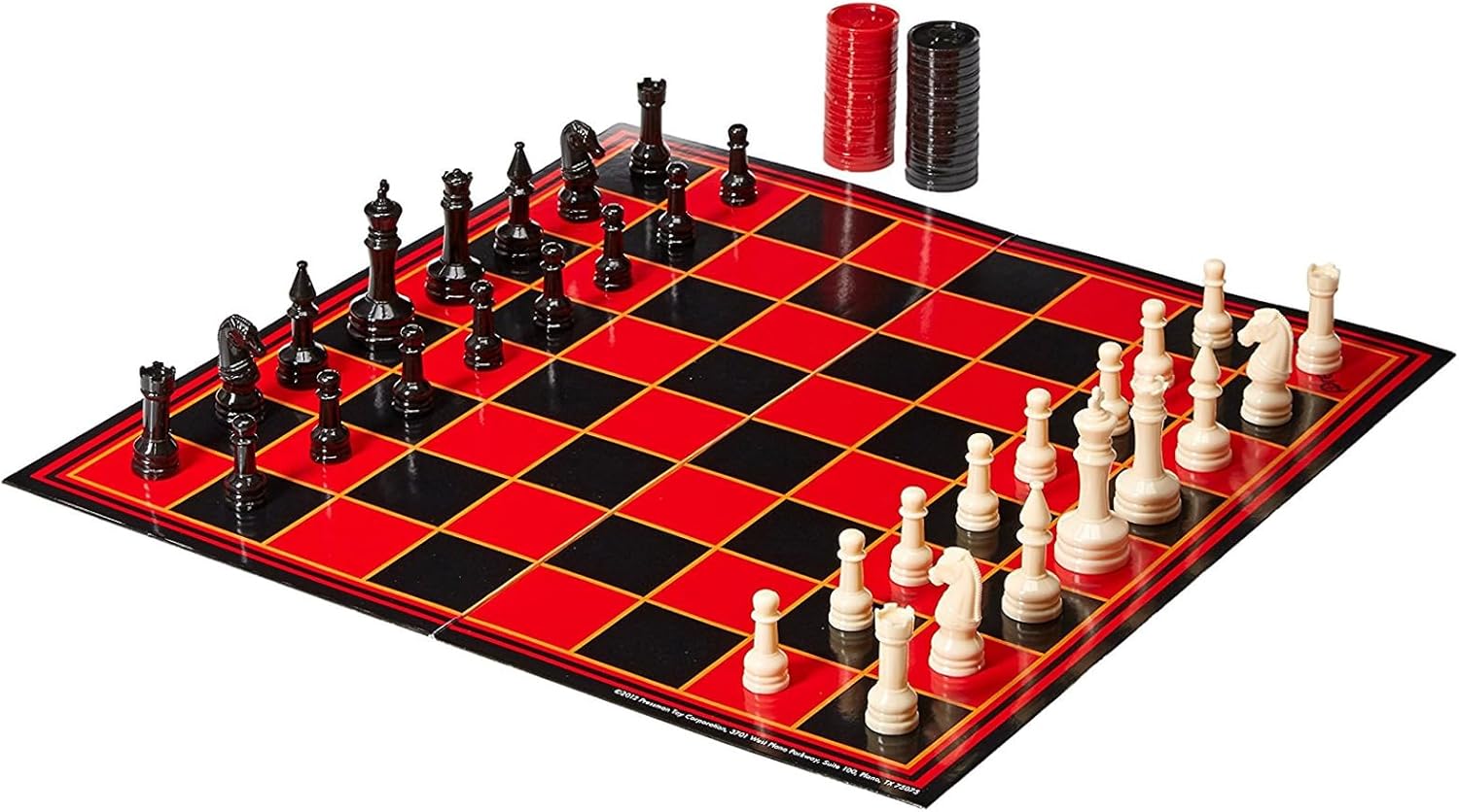 Pressman Chess / Checkers / Backgammon - 3 Games in One with Full Size Staunton Chess Pieces and Interlocking Checkers, 15.62 x 8.00 x 1.50 Inches-1