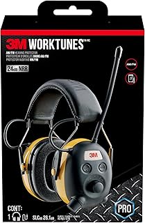 3M WorkTunes Connect + AM/FM Hearing Protector, Noise Reduction Rating (NRR) 24 dB, Wireless Bluetooth & Radio Ear Muffs With Integrated Microphone & High Fidelity Speakers (90541H1-DC-PS)