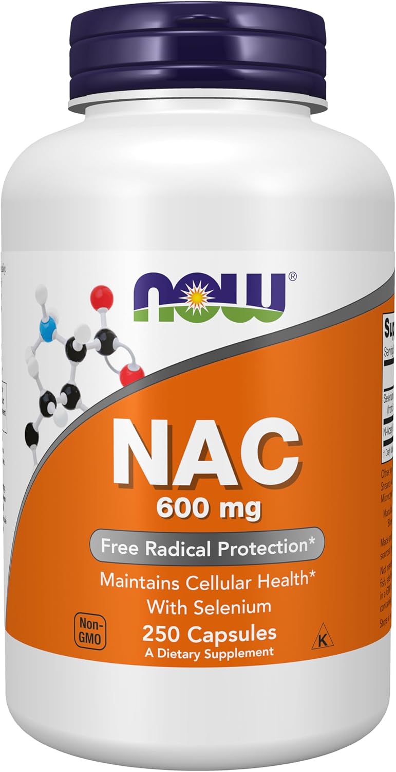 NOW Supplements, NAC (N-Acetyl Cysteine) 600 mg with Selenium, 250 Veg Capsules-0