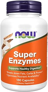 NOW Foods Supplements, Super Enzymes, Formulated with Bromelain, Ox Bile, Pancreatin and Papain,180 Capsules