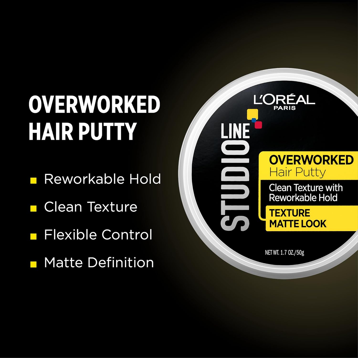 L'Oreal Paris Studio Line Overworked Hair Putty, 1.7 oz.-1