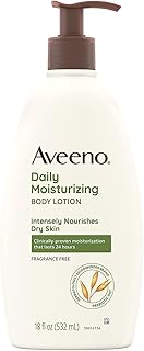 Aveeno Daily Moisturizer, Body Lotion, For Dry Skin, Prebiotic Oat Fragrance Free, 18 fl. oz, Pack of 1