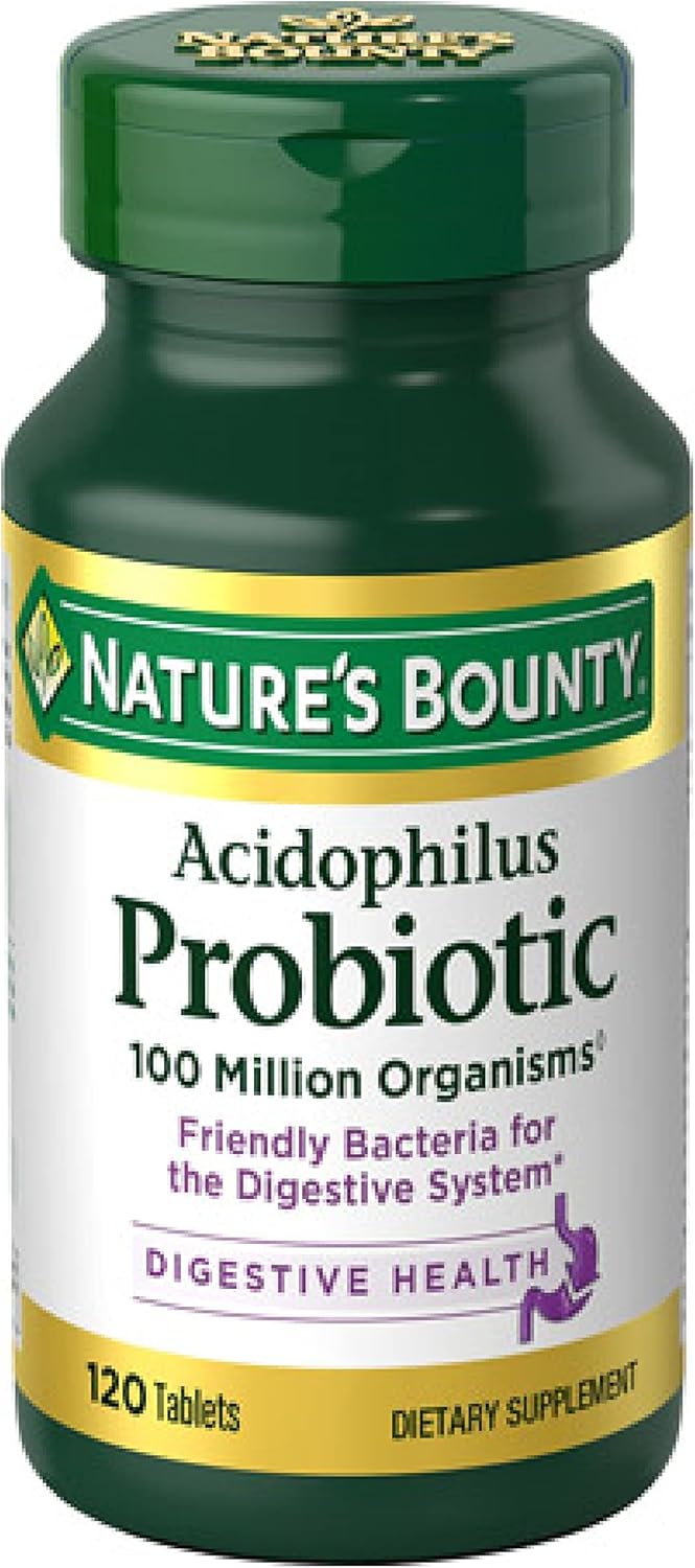 Nature's Bounty Acidophilus Probiotic, Daily Probiotic Supplement, Supports Digestive Health, 1 Pack, 120 Tablets-0