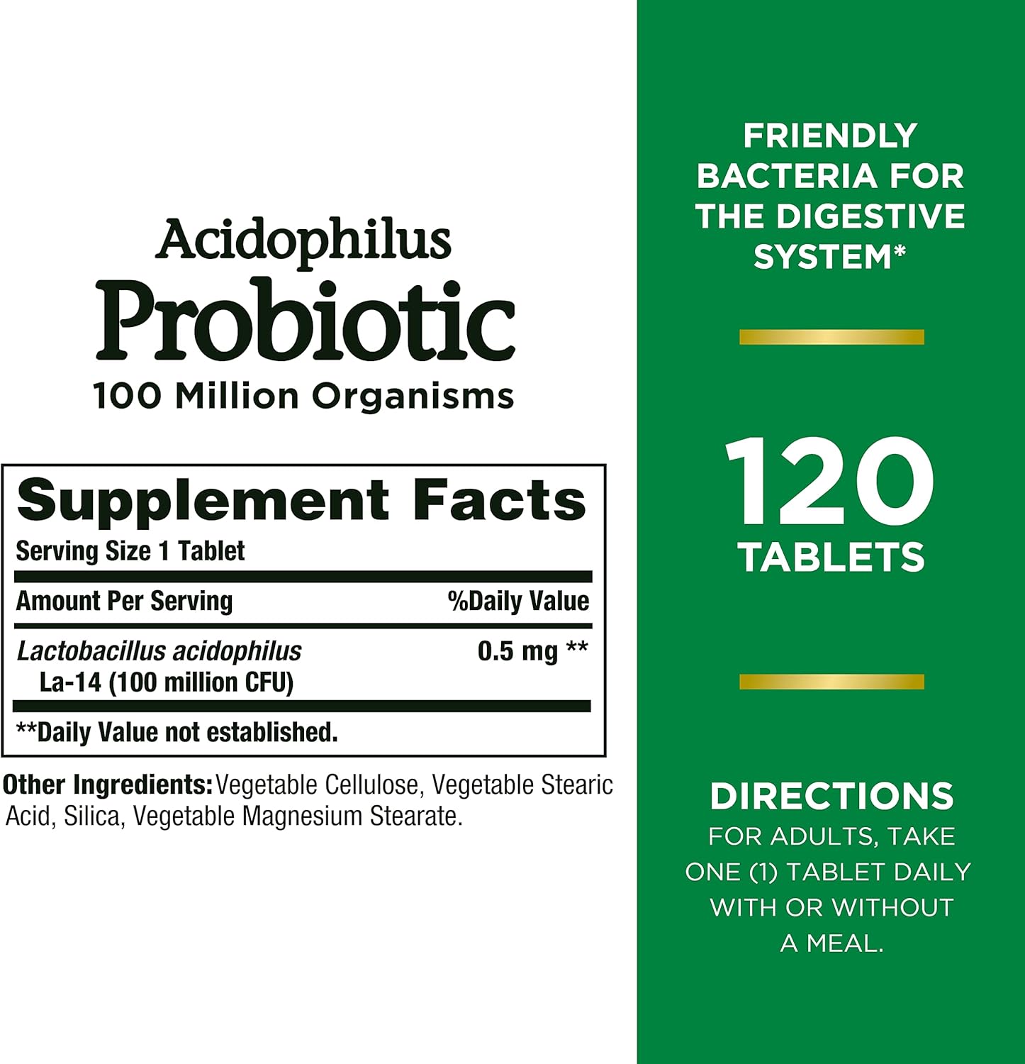 Nature's Bounty Acidophilus Probiotic, Daily Probiotic Supplement, Supports Digestive Health, 1 Pack, 120 Tablets-1