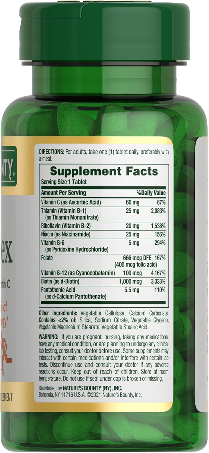 Nature's Bounty Super B Complex with Vitamin C & Folic Acid, Immune & Energy Support, 150 tablets-6