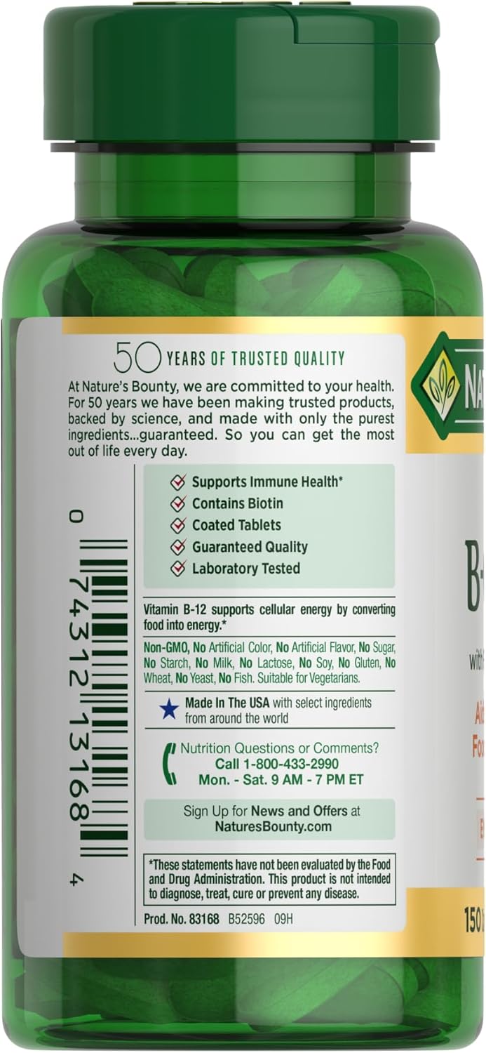 Nature's Bounty Super B Complex with Vitamin C & Folic Acid, Immune & Energy Support, 150 tablets-7