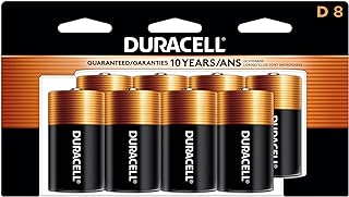 DURACELL Coppertop D Batteries, 8 Count Pack, D Battery with Long-lasting Power, All-Purpose Alkaline D Battery for Household and Office Devices