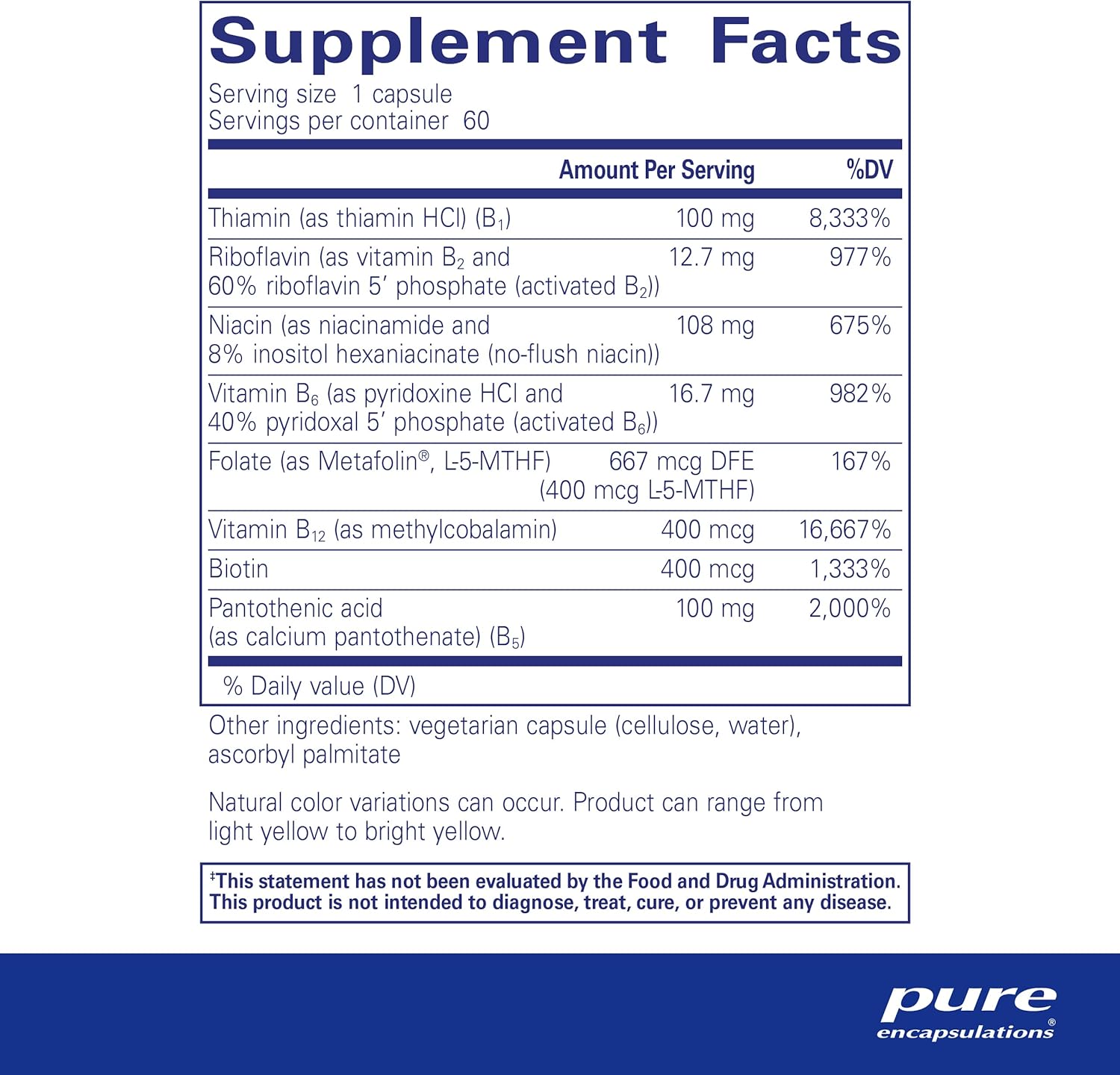 Pure Encapsulations B-Complex Plus - B Vitamins Supplement to Support Neurological Health, Cardiovascular Health, Energy Levels & Nervous System Support* - with Vitamin B12 & More - 60 Capsules-1