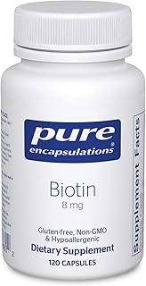 Pure Encapsulations Biotin 8 mg - B Vitamin Supplement to Aid Stress Relief, Hair, Skin & Nail Strengthening, Metabolism, Carbohydrate Support & Nervous System* - with Premium Biotin - 120 Capsules