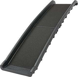 PetSafe Happy Ride Foldable Pet Ramp, Lightweight Dog Ramp Durable Material Construction, Supports Up to 150 Lb, High Traction Surface, Safety Latch for Secure Storage, Outdoor Pet Ramp (Dark Gray)