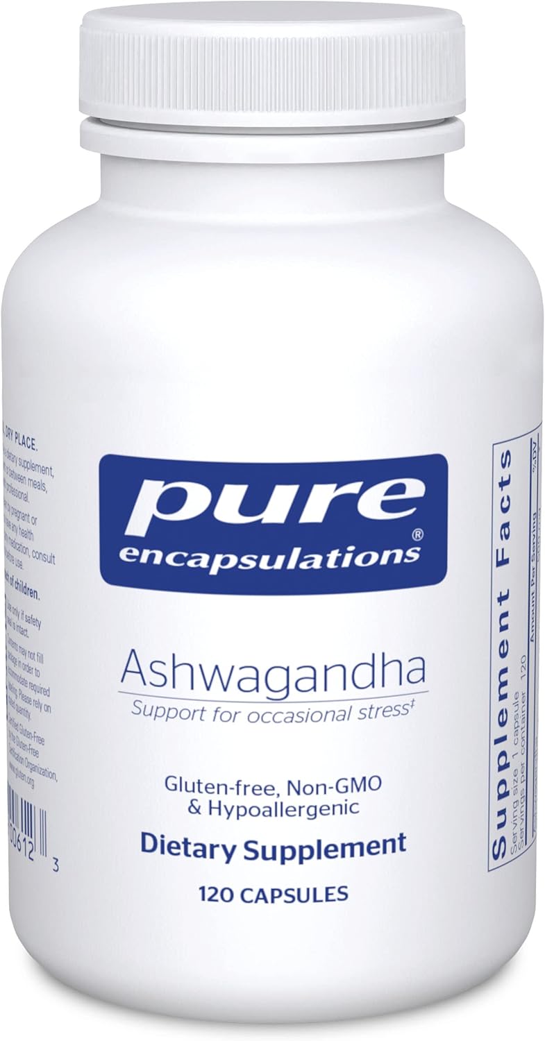 Pure Encapsulations Ashwagandha - 500 mg Ashwagandha Extract - Metabolism & Stress Support - Immune Support - GMO Free & Vegan - 120 Capsules-0