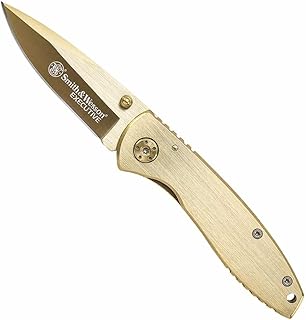 Smith & Wesson Executive CK110GL 6.8in High Carbon S.S. Folding Knife with 2.8in Drop Point Blade and Aluminum Handle for Outdoor, Tactical, Survival and EDC