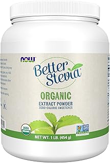 NOW Foods BetterStevia Organic Zero-Calorie Extract Powder, Keto Friendly, Suitable for Diabetics, No Erythritol, 1 Pound