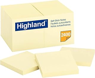 Highland Sticky Notes, 3 x 3 Inches, Yellow, Set of 24 (6549-24)