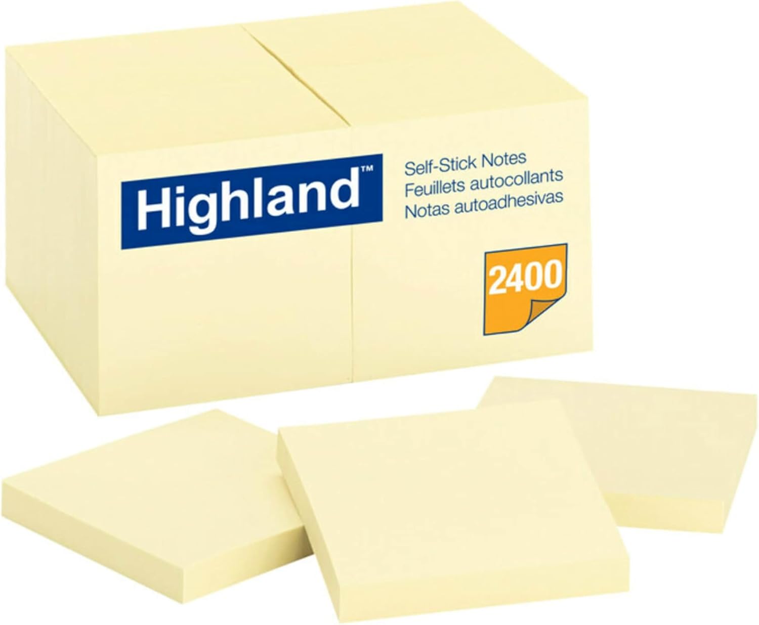 Highland Sticky Notes, 3 x 3 Inches, Yellow, Set of 24 (6549-24)-0