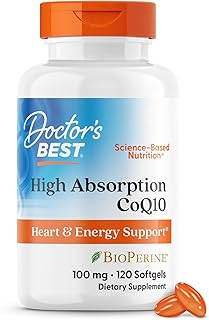 Doctor's BEST High Absorption CoQ10 with BioPerine, Gluten Free, Naturally Fermented, Heart Health, Energy Production, 100 mg, 120 Count