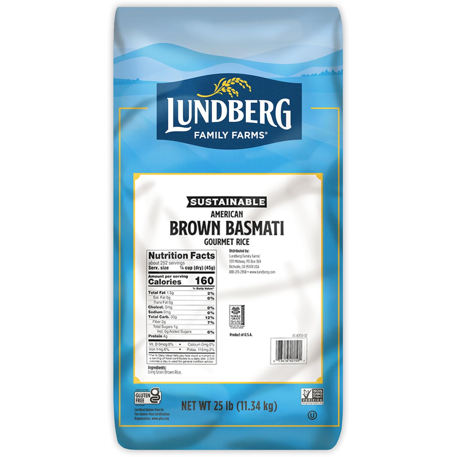 Lundberg Basmati Rice, Long Grain Brown Rice - Non-Sticky, Fluffy Aromatic Rice, Healthy Food, Bulk Rice Grown in California, Pantry Staples, 25 Lbs-0